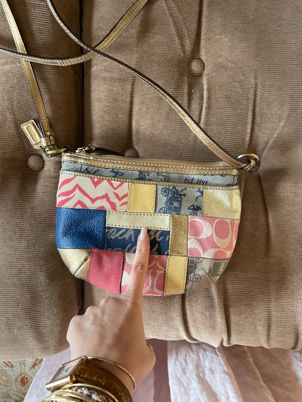 Y2K Coach Multicolor Patchwork Leather Signature Crossbody Purse - Picture 3 of 8